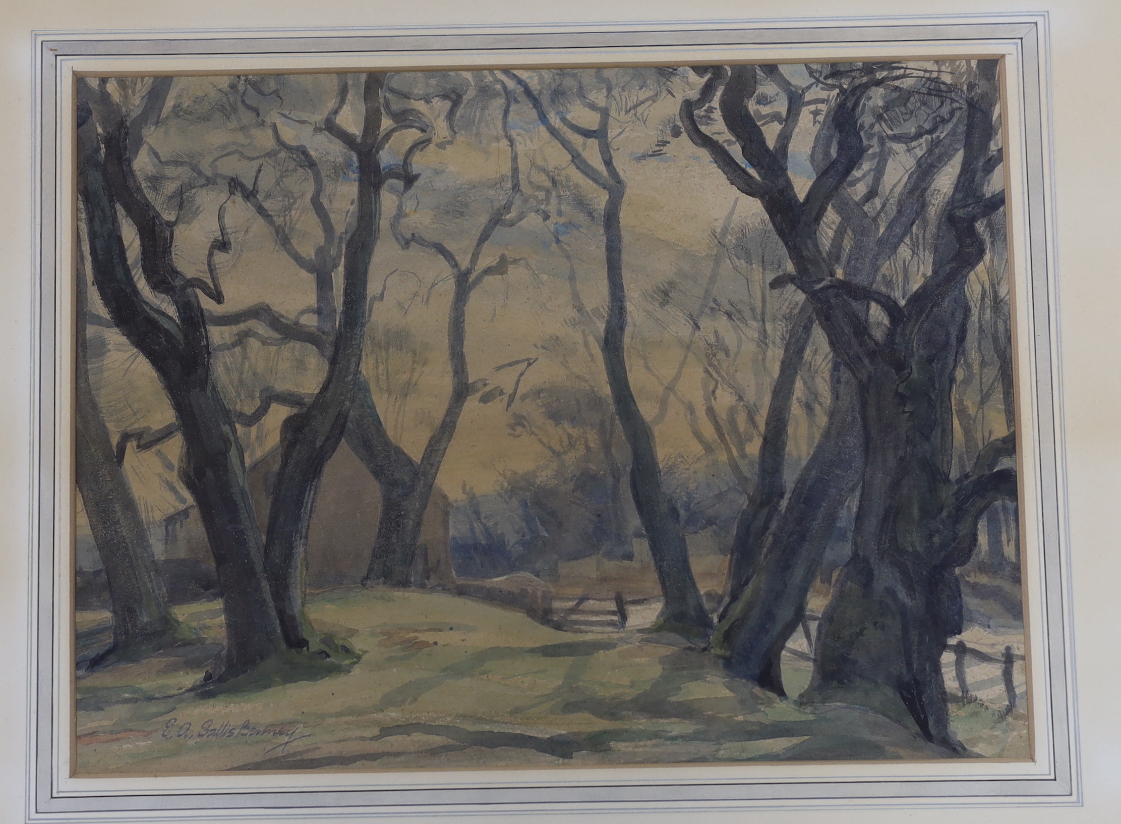 Ernest Alfred Sallis Benney (1894-1966), three watercolours, including 'Beach trees in Worth forest', each signed with inscription verso, largest 28 x 37cm